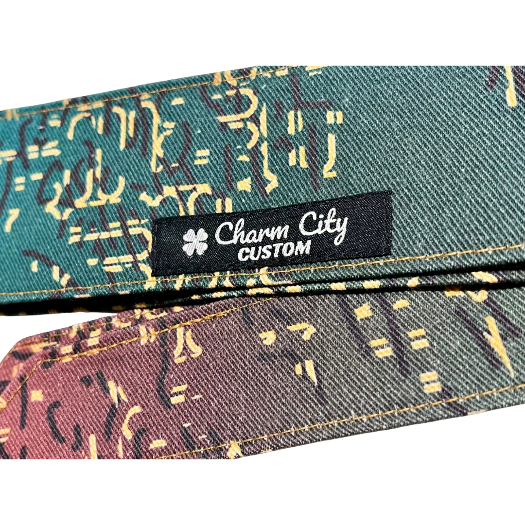 Custom “Terra” multi color patterned 10oz denim headband