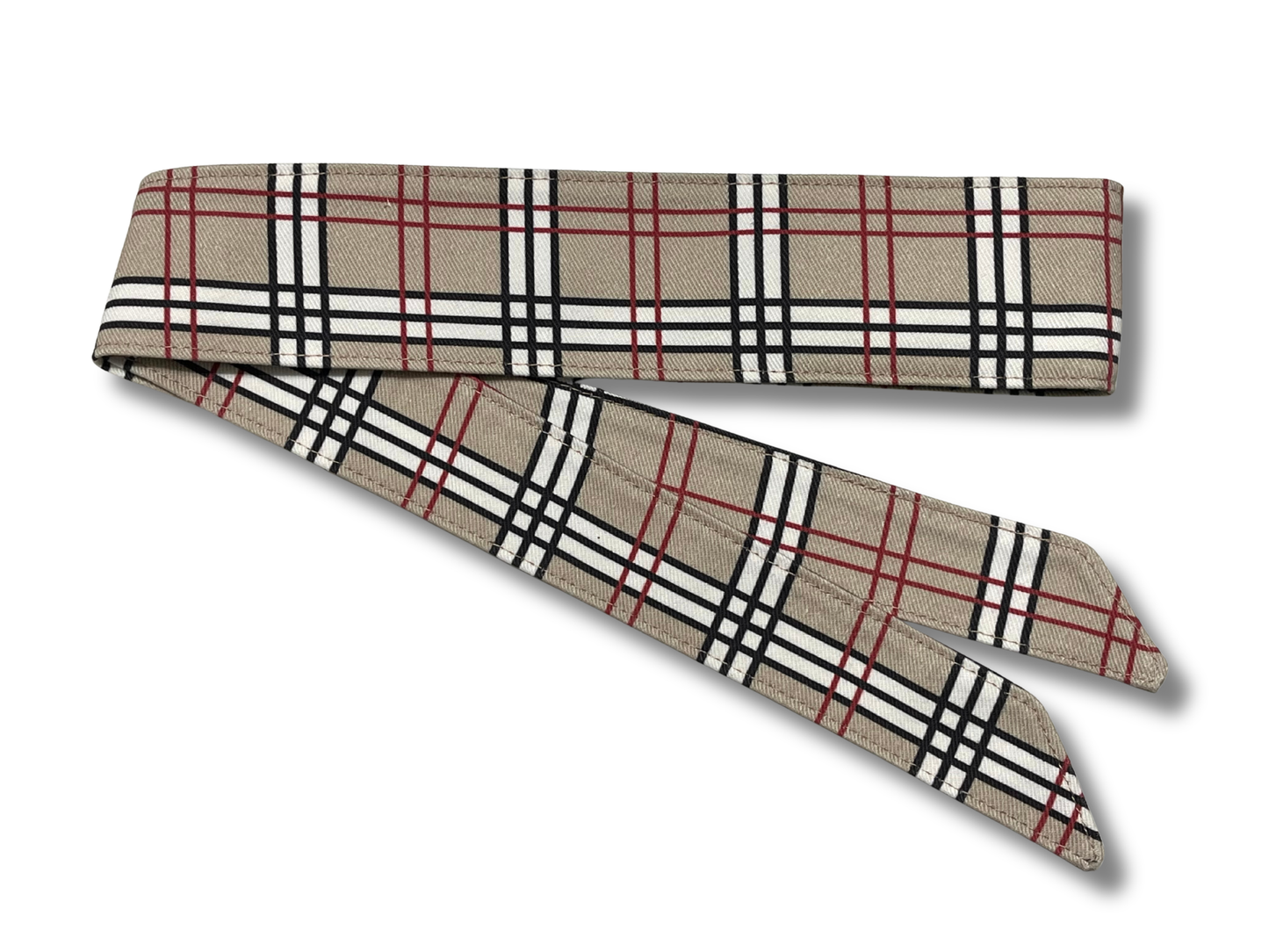 Custom tan plaid denim headband