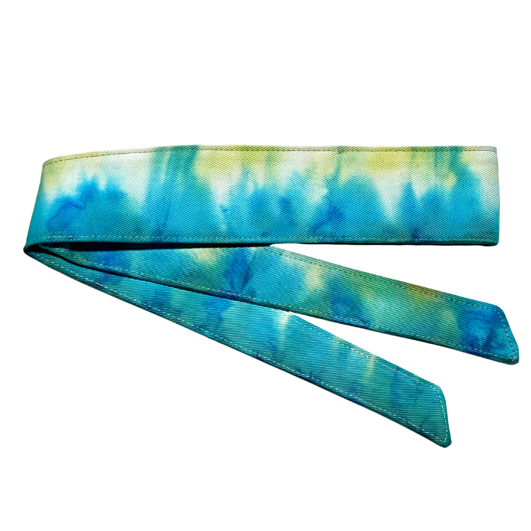 Custom dyed Arctic blue 10oz denim headband
