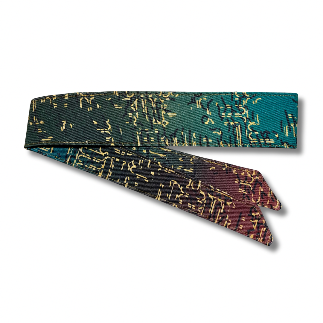 Custom “Terra” multi color patterned 10oz denim headband