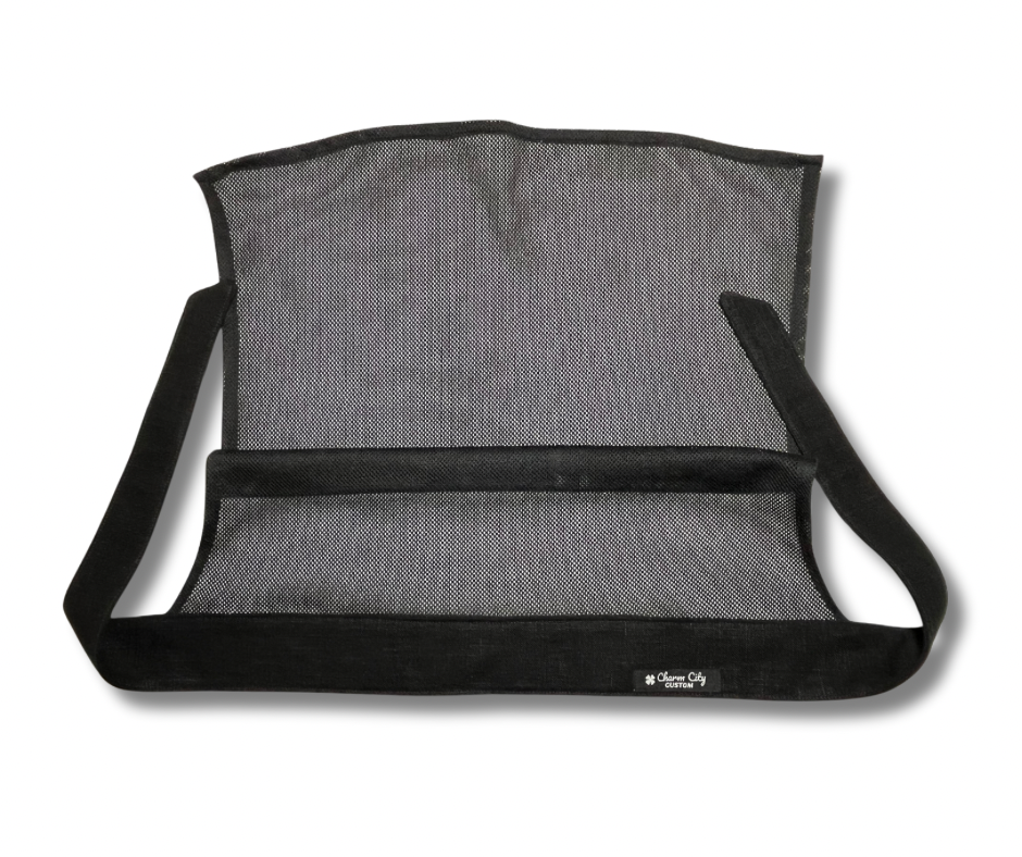 Jet Black heavyweight linen blend full tie mesh
