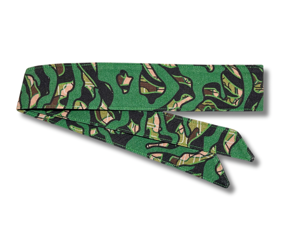 Custom Skein Woodland camouflage Green/Brown/Black/Tan 10oz headband