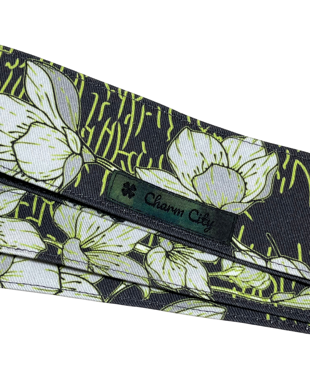 Custom dark charcoal and lime green Sakura 10oz denim headband
