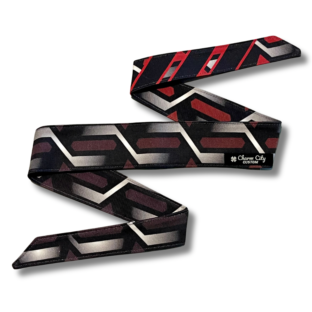 Custom red to black fade “Geo-Link” headband