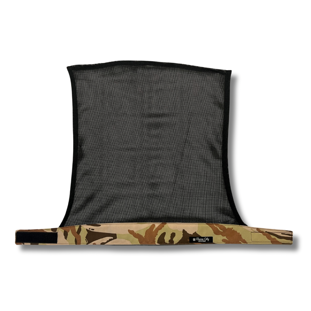 Custom desert camouflage Velcro wrap with black diamond mesh