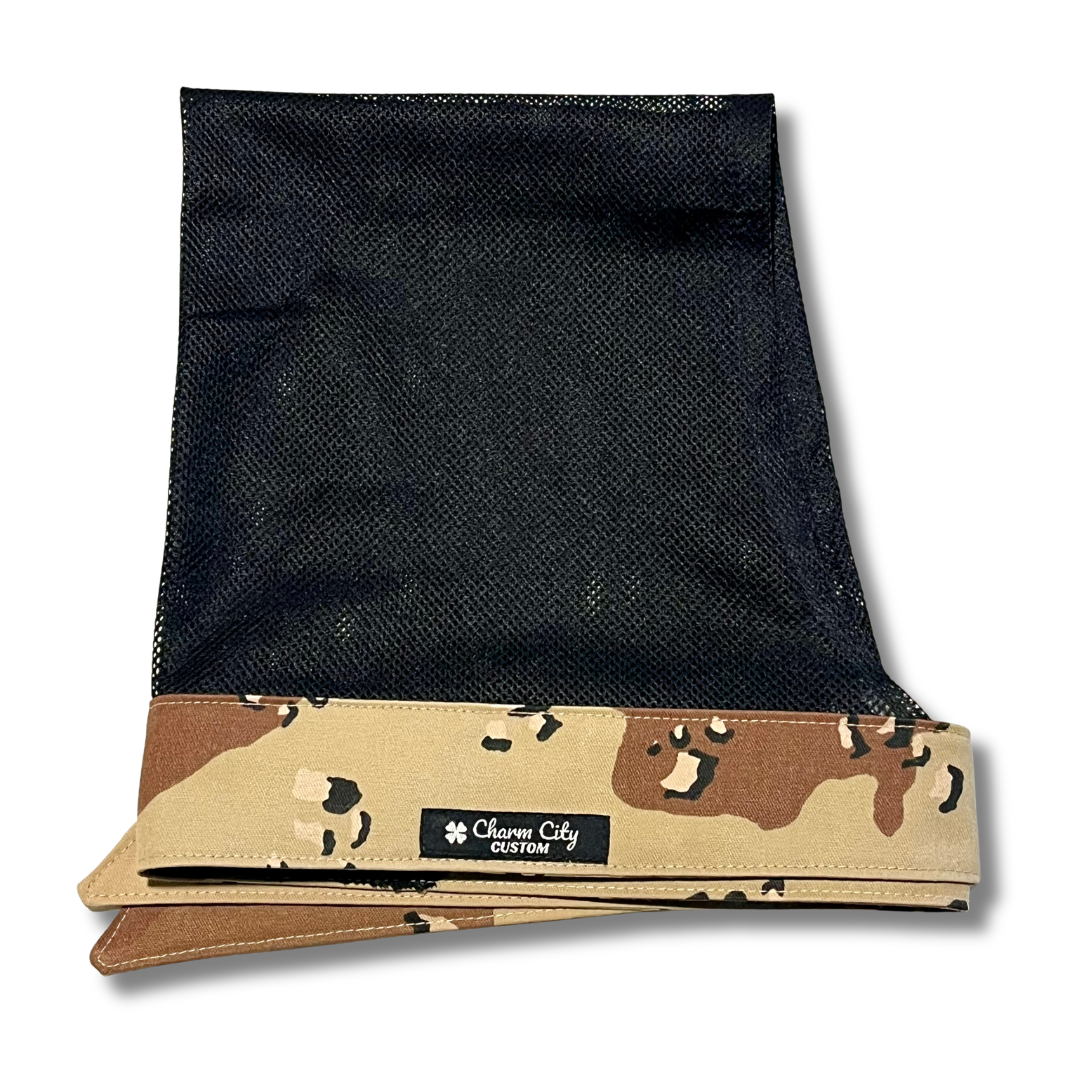 Custom 6 color desert camouflage (chocolate chip) with black mesh