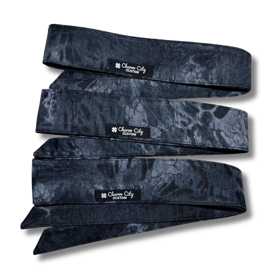 New! 7oz cotton twill Black Out camouflage headband