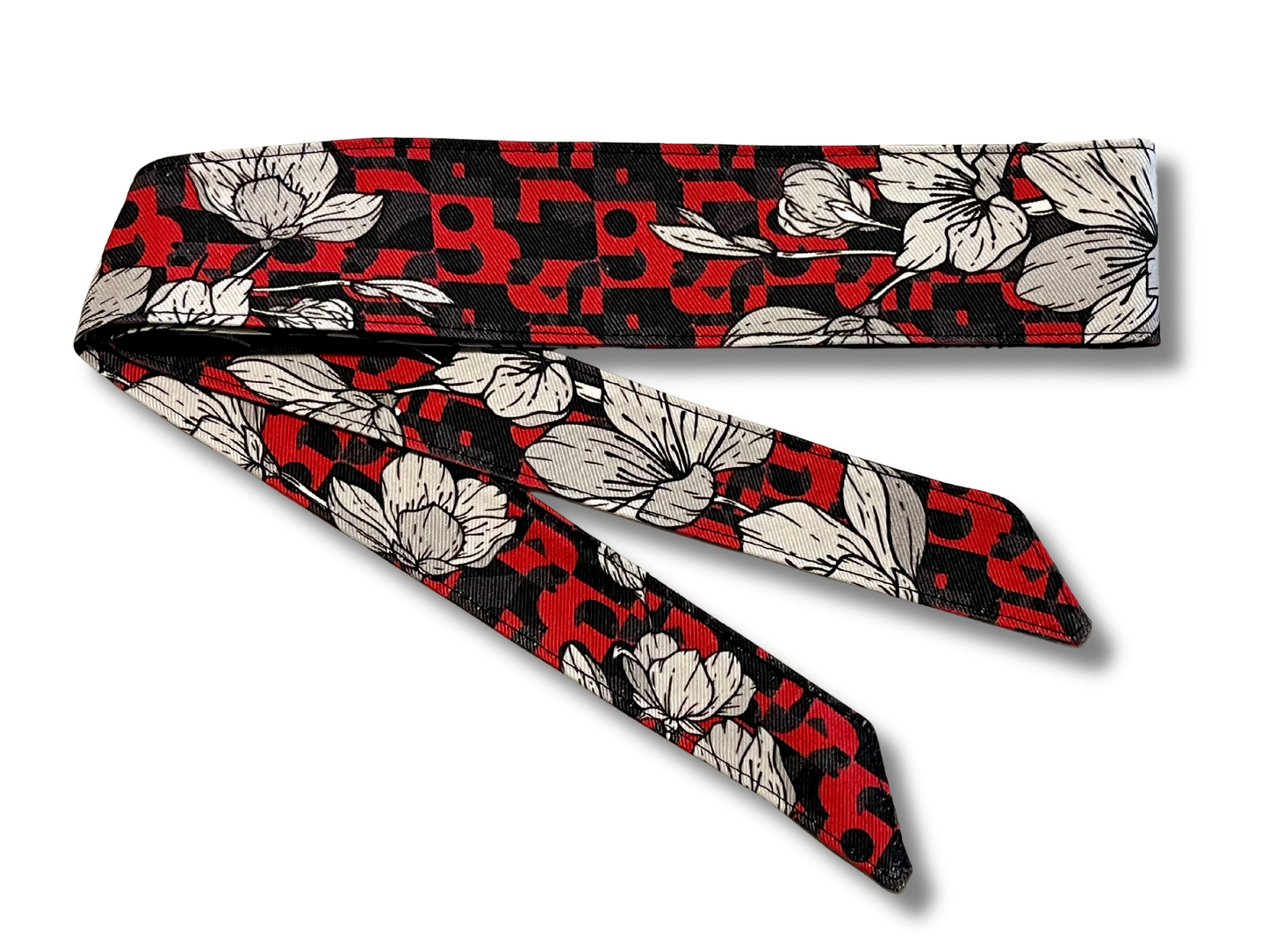 Custom black and red urban camouflage/  Sakura 10oz denim headband