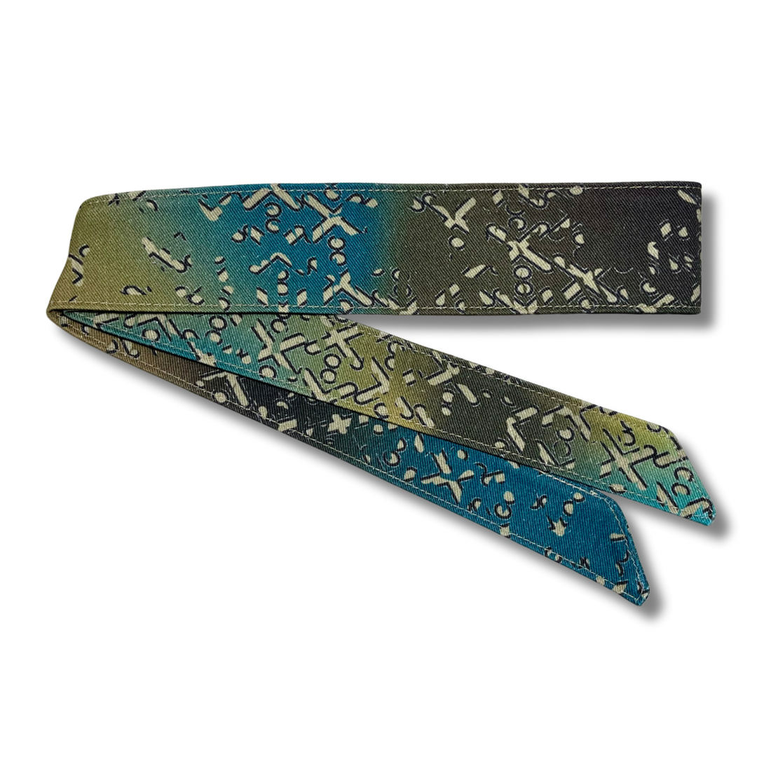 Custom color fade disrupted “Arrowhead” 10oz denim headband