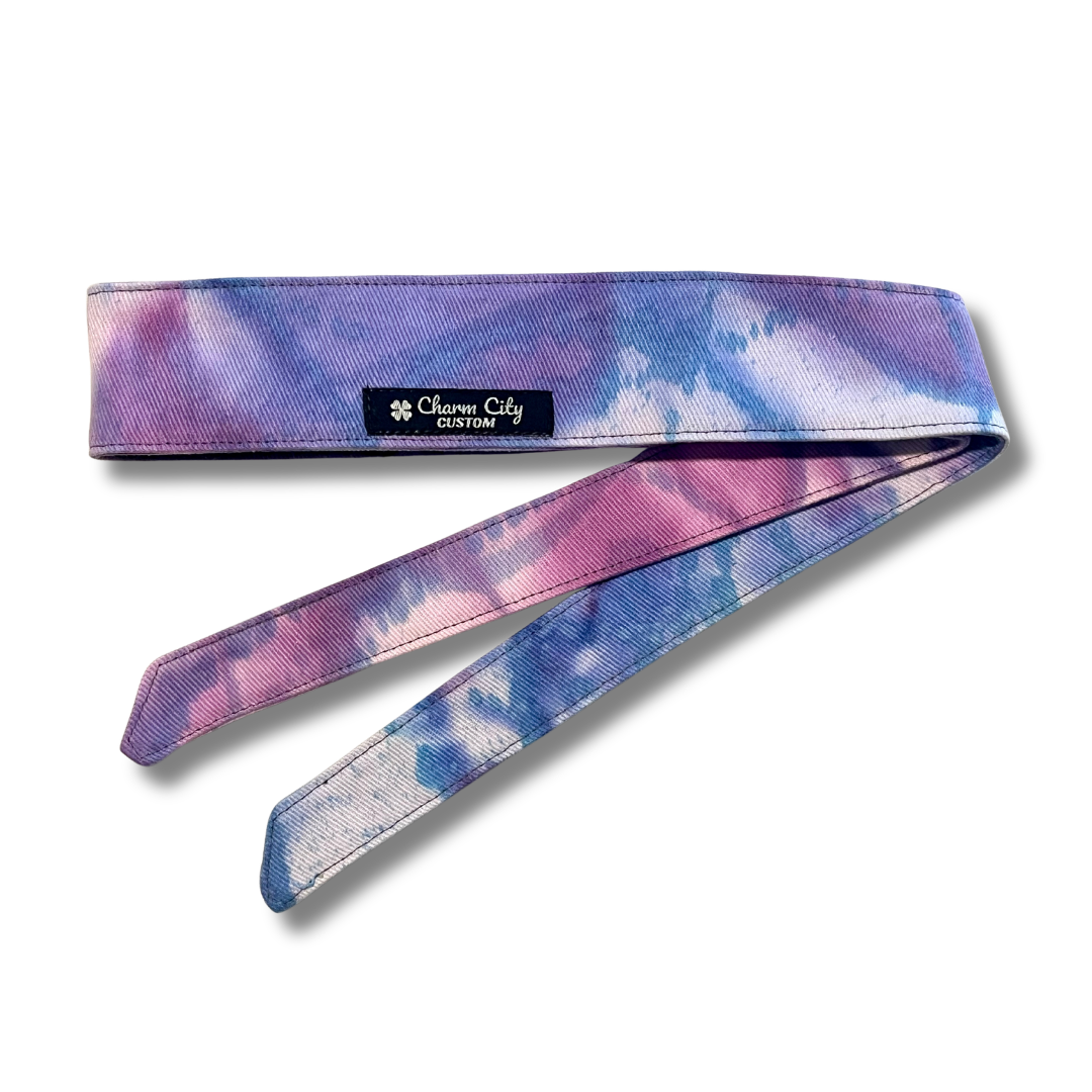 Custom Purple/Blue “Graffiti” fade hand dyed headband