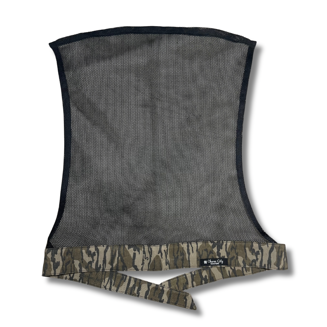 Original Bottomland 9oz bull denim headband with black diamond mesh