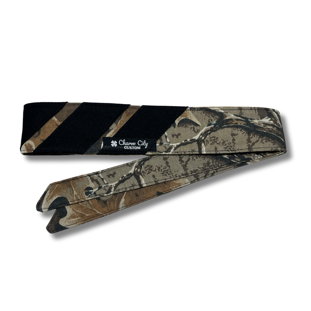 Classic three stripe (black) Brown leaf camouflage headband