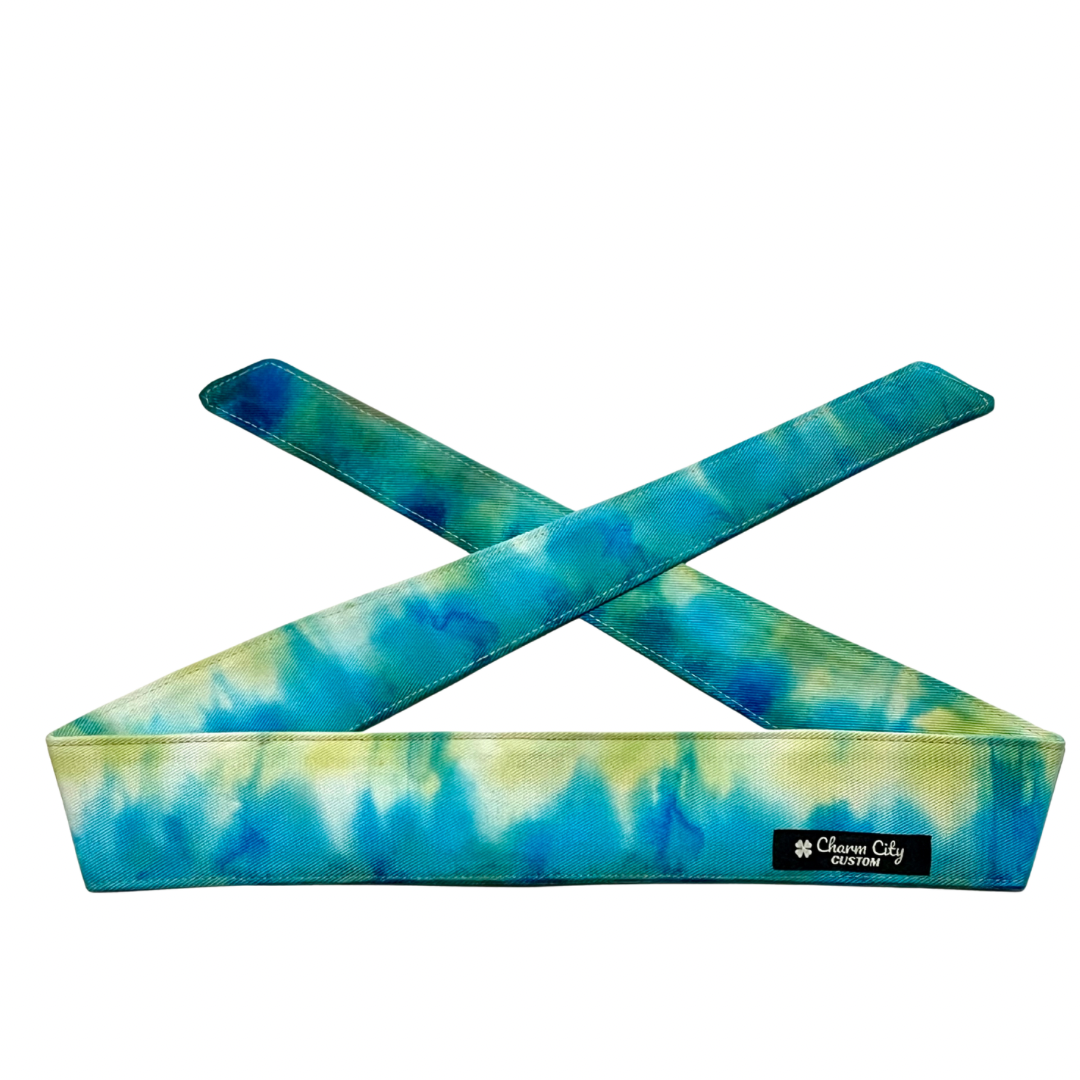 Custom dyed Arctic blue 10oz denim headband