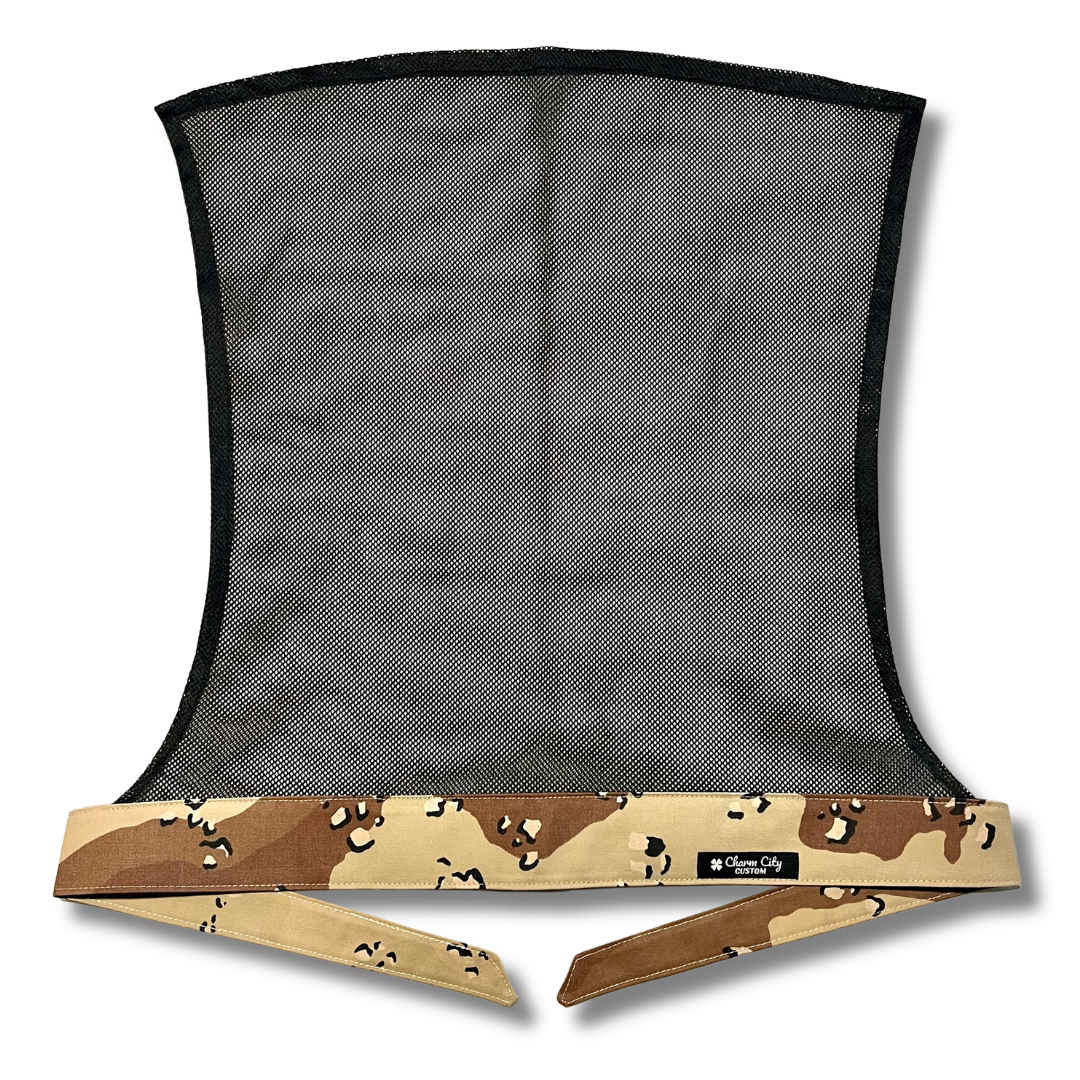 Custom 6 color desert camouflage (chocolate chip) with black mesh