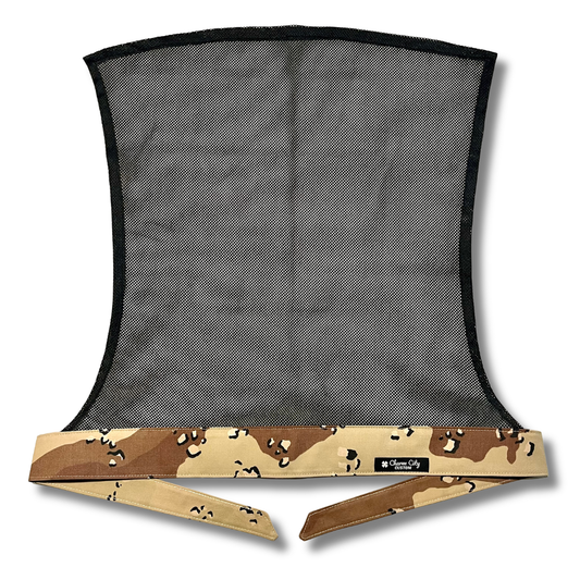Custom 6 color desert camouflage (chocolate chip) with black mesh