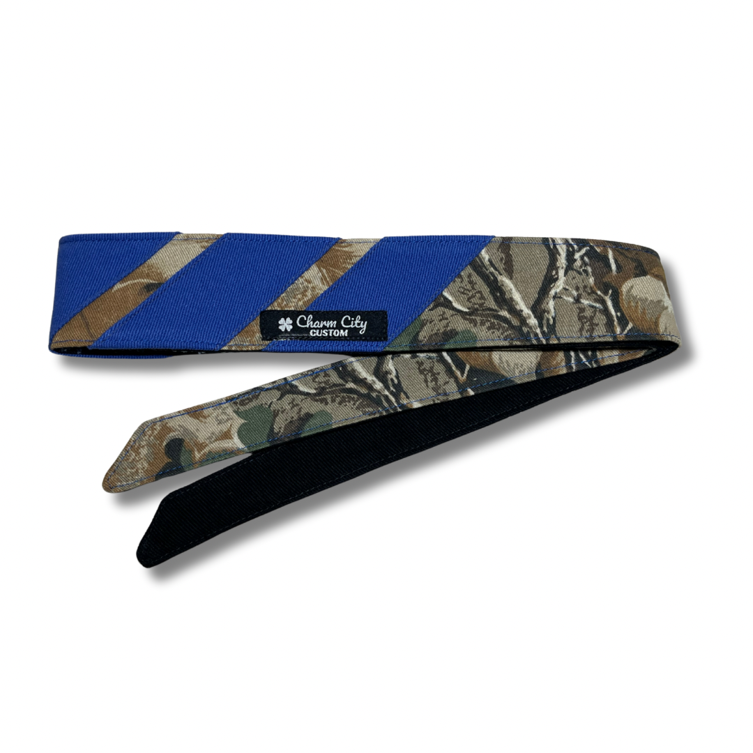 Classic three stripe (blue) Brown leaf camouflage headband