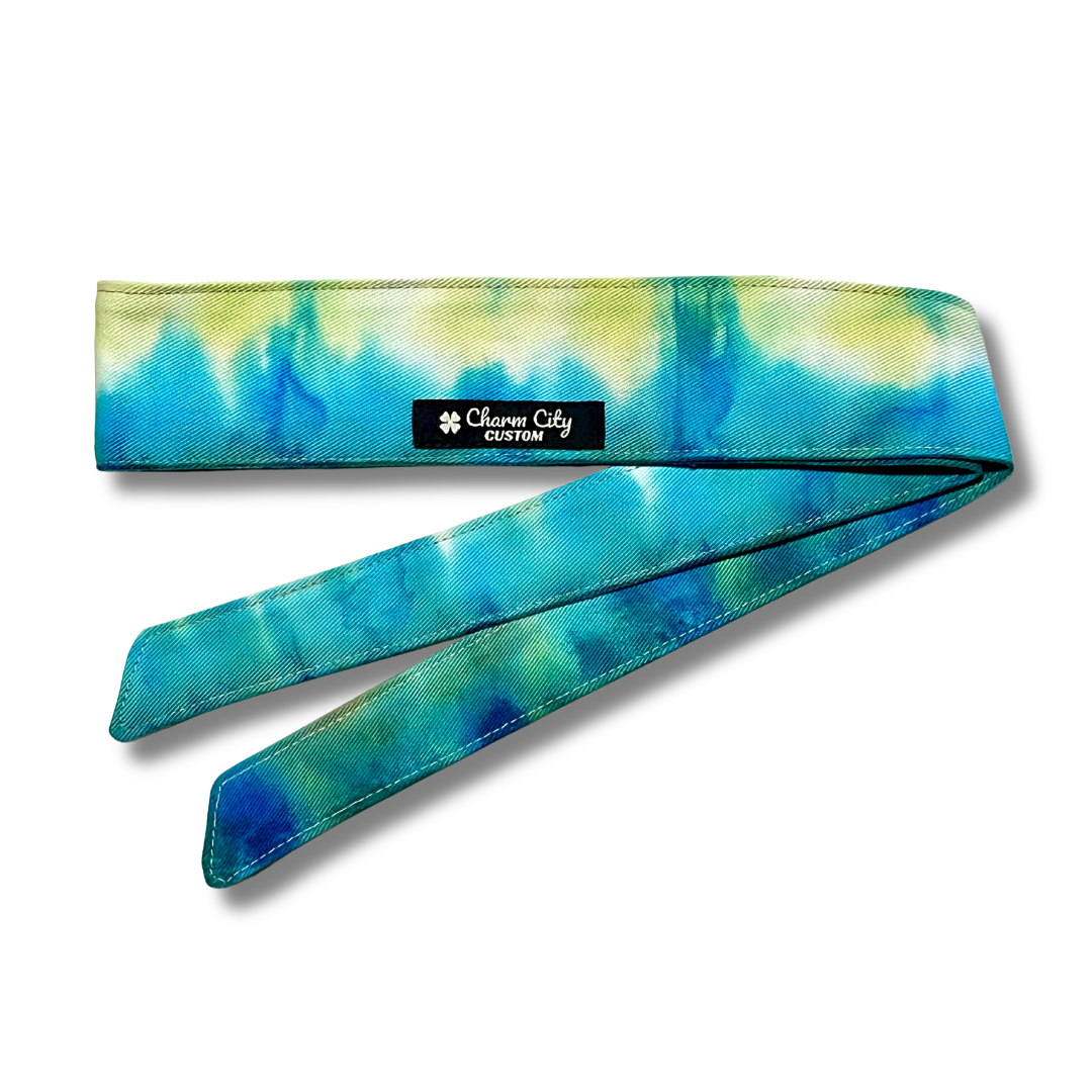 Custom dyed Arctic blue 10oz denim headband