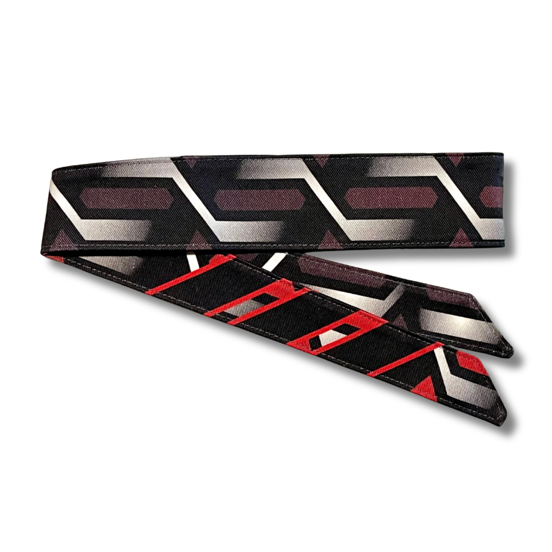 Custom red to black fade “Geo-Link” headband