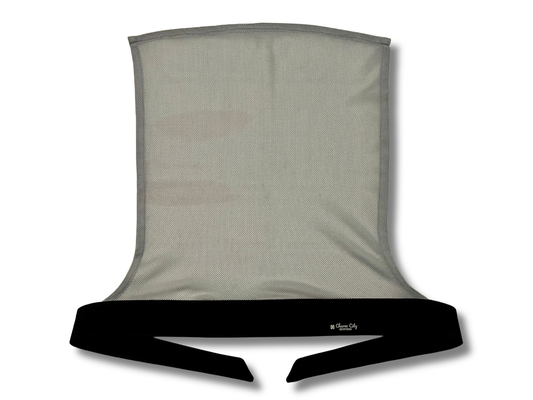 Custom 10oz black denim full tie band with light grey diamond mesh