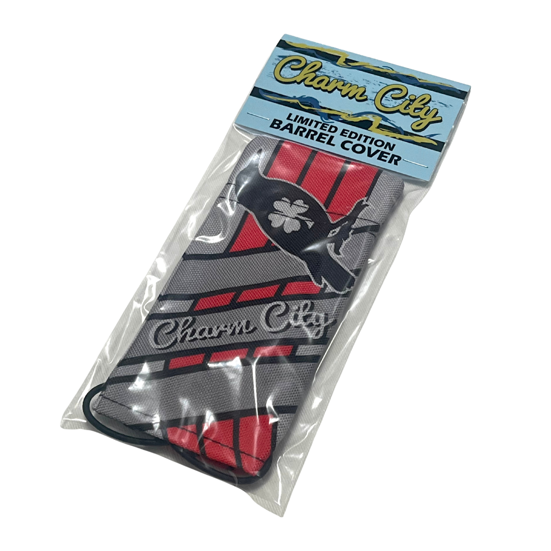 Charm City “LuckyBird” racing stripes red/silver barrel cover
