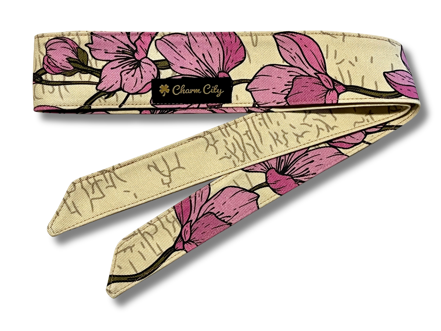 Custom off white and pink Sakura 10oz denim headband