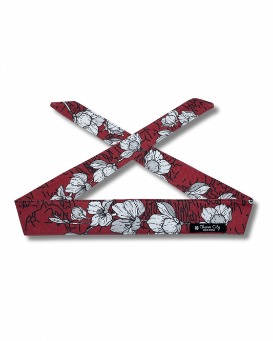 Custom blood red & black Sakura 10oz denim headband