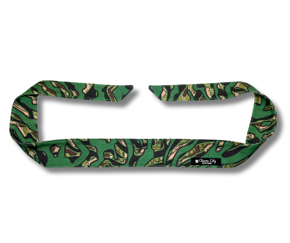Custom Skein Woodland camouflage Green/Brown/Black/Tan 10oz headband