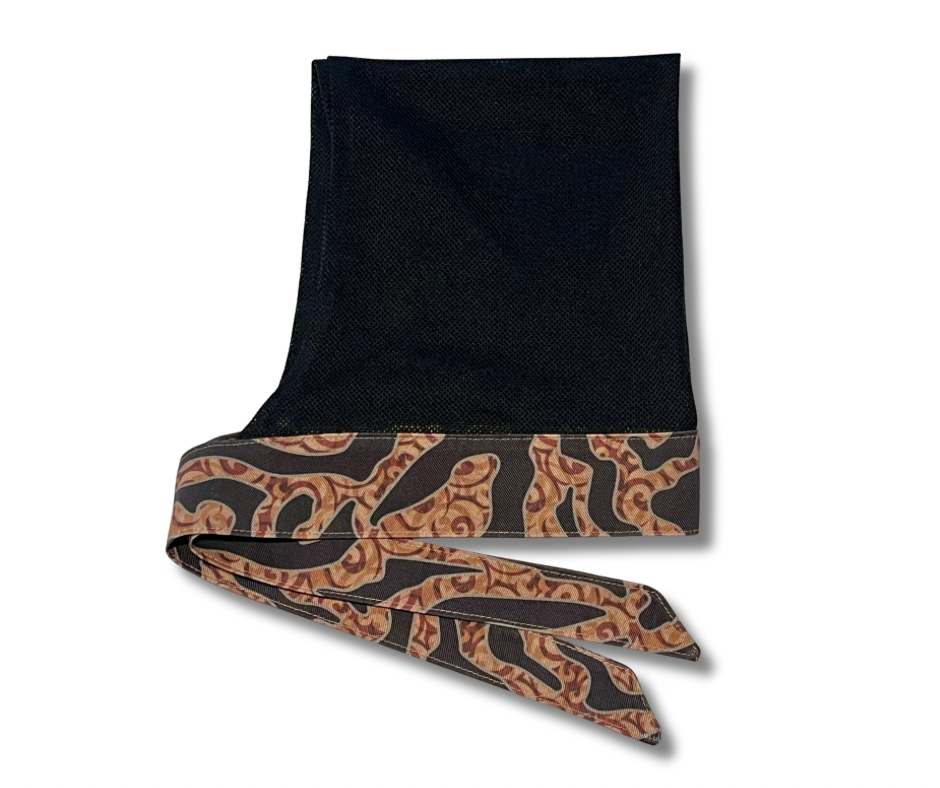 Custom CC Woodland “chocolate swirl” 10oz headband with black diamond mesh