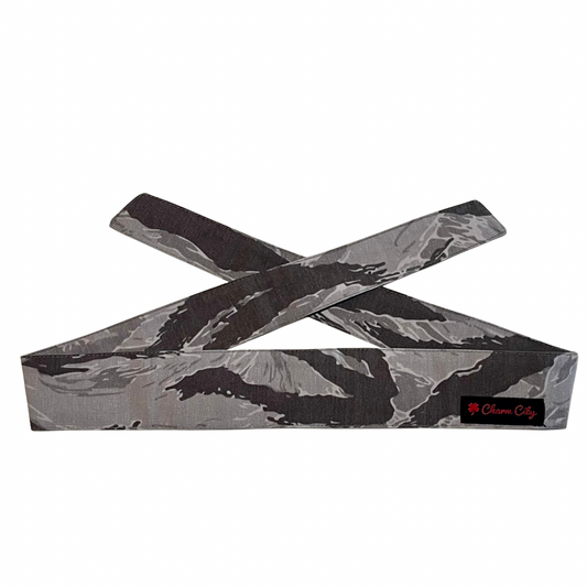 Classic Series 7oz faded denim Tiger Stripe headband (grey)