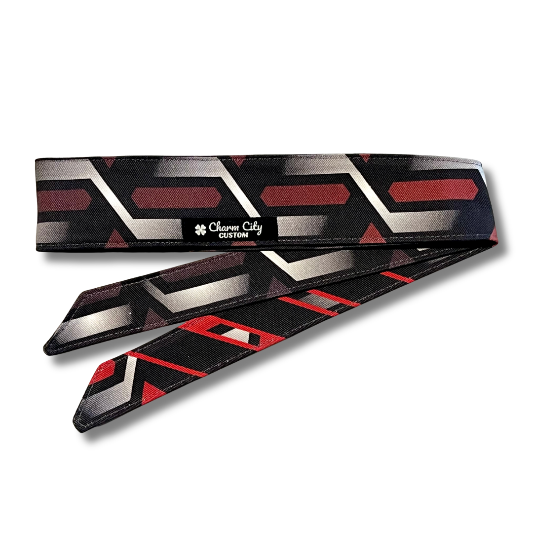Custom red to black fade “Geo-Link” headband