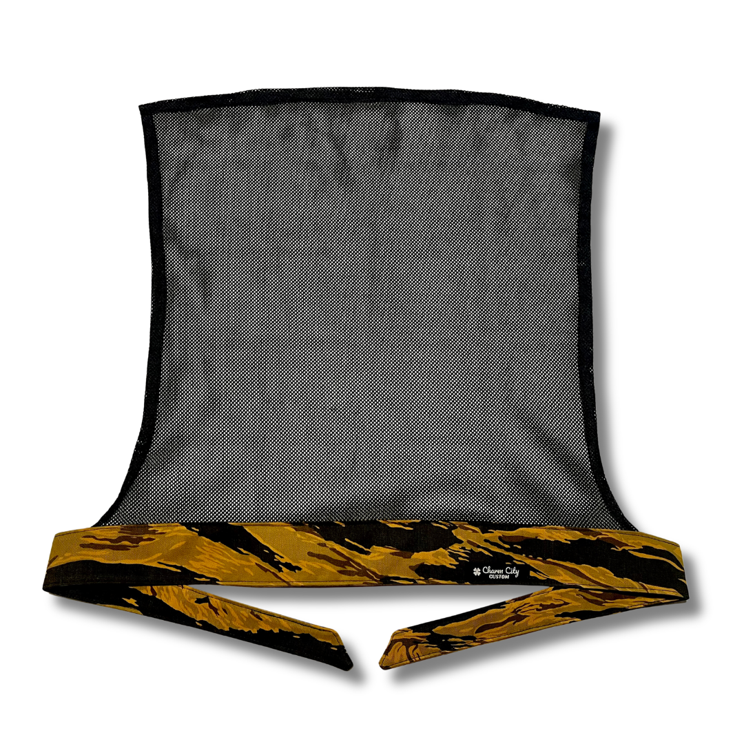 Custom Golden Tiger Stripe headband with black diamond mesh