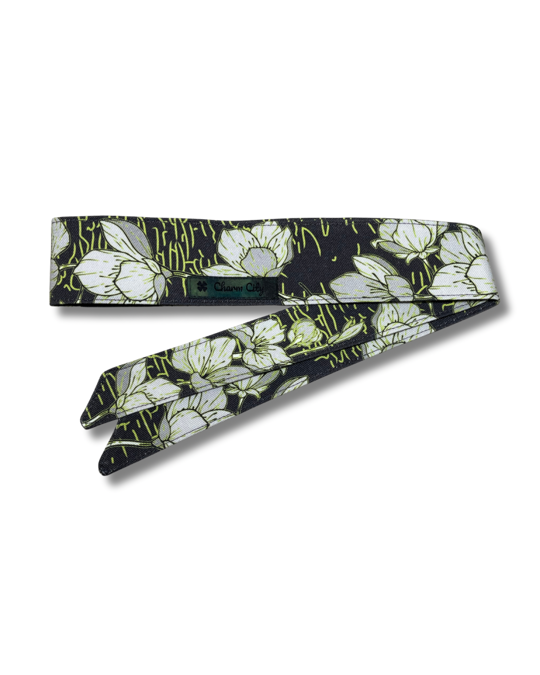 Custom dark charcoal and lime green Sakura 10oz denim headband