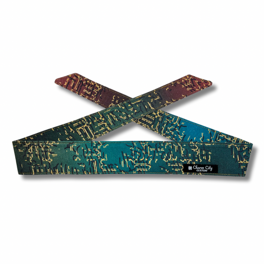 Custom “Terra” multi color patterned 10oz denim headband