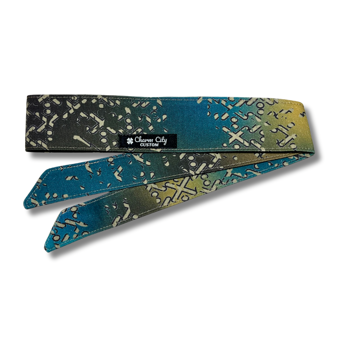 Custom color fade disrupted “Arrowhead” 10oz denim headband