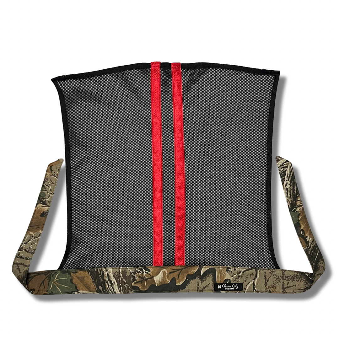 Advantage Classic full tie headband with striped black & red mesh