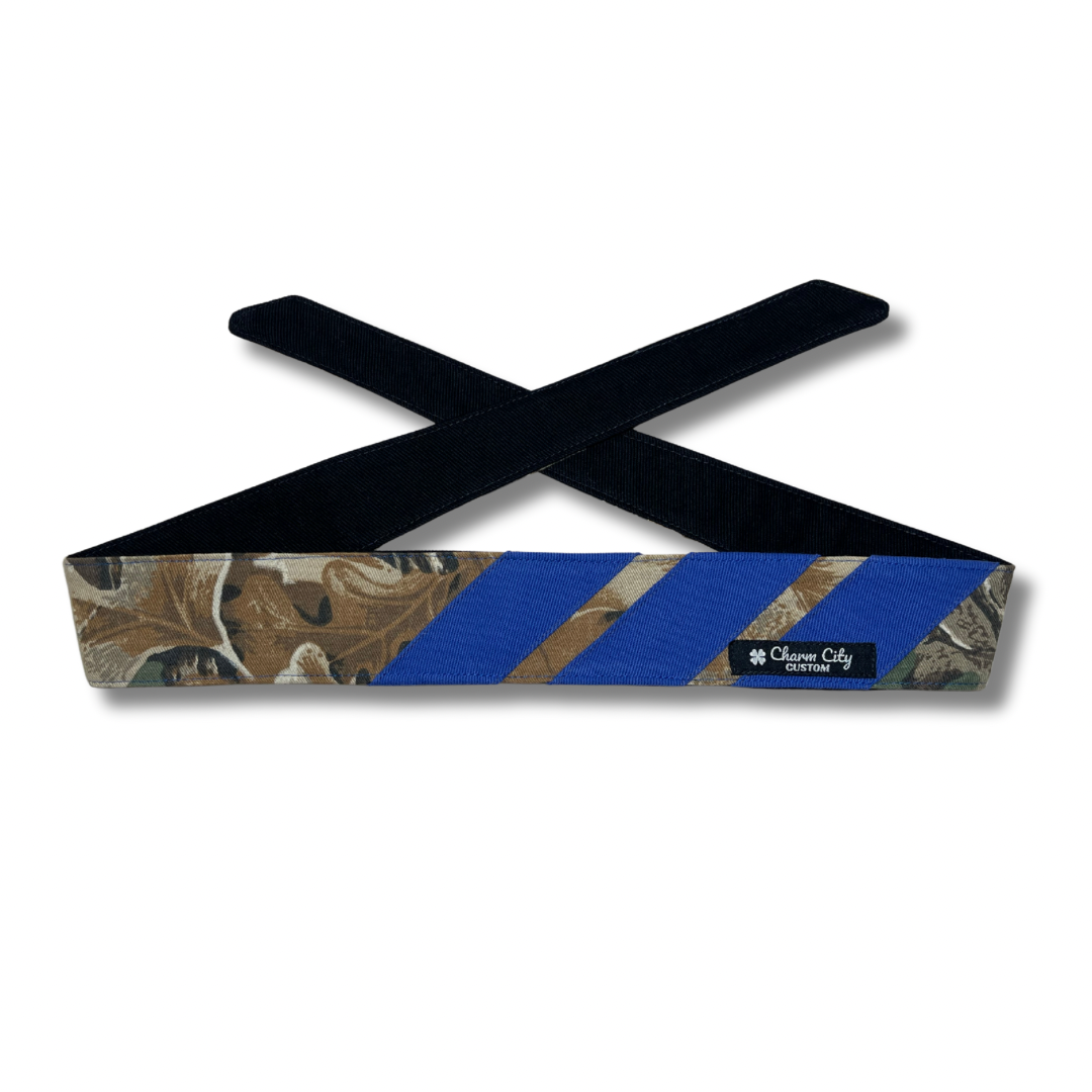 Classic three stripe (blue) Brown leaf camouflage headband
