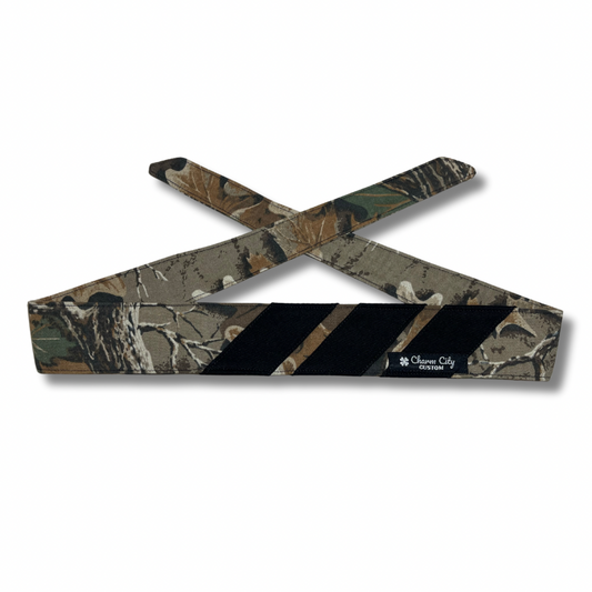 Classic three stripe (black) Brown leaf camouflage headband