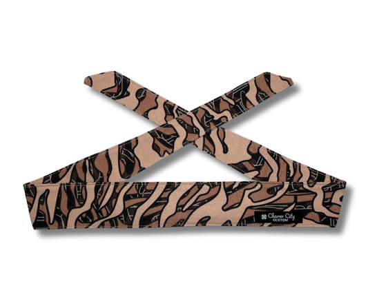 Custom Skein “Sandstorm” camouflage Tan/Brown/Black 10oz headband