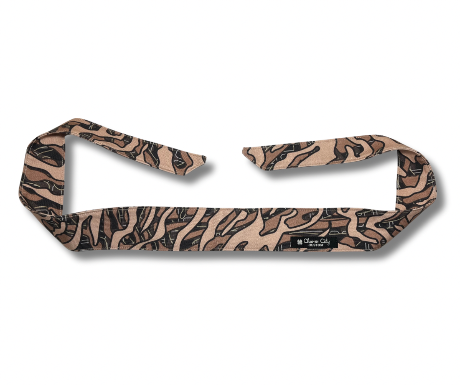 Custom Skein “Sandstorm” camouflage Tan/Brown/Black 10oz headband