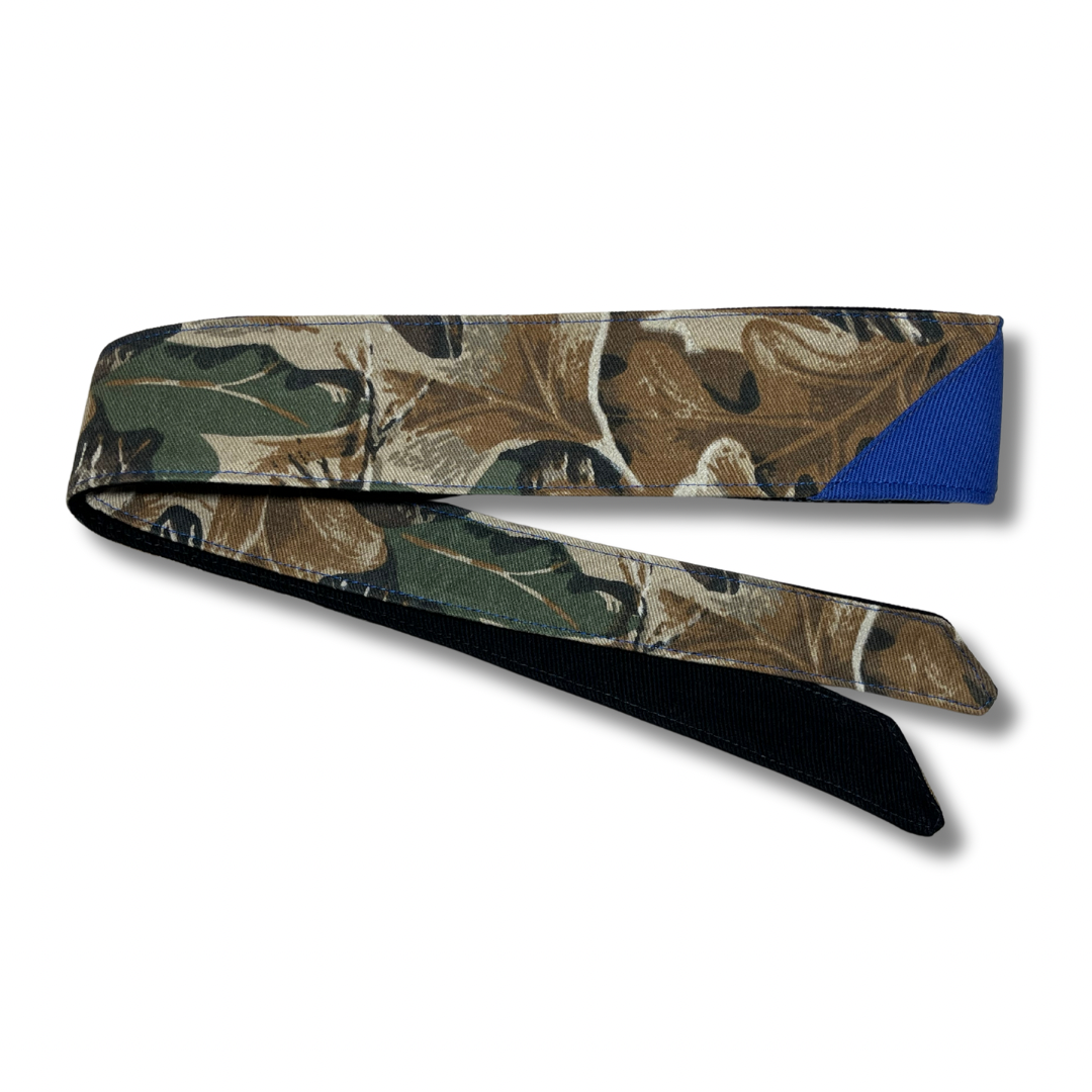 Classic three stripe (blue) Brown leaf camouflage headband