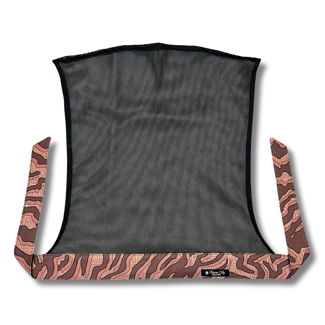 Custom Brown Graffiti camouflage headband with black diamond mesh