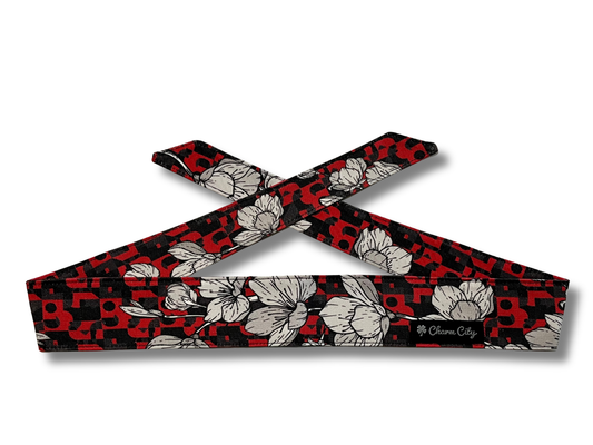 Custom black and red urban camouflage/  Sakura 10oz denim headband