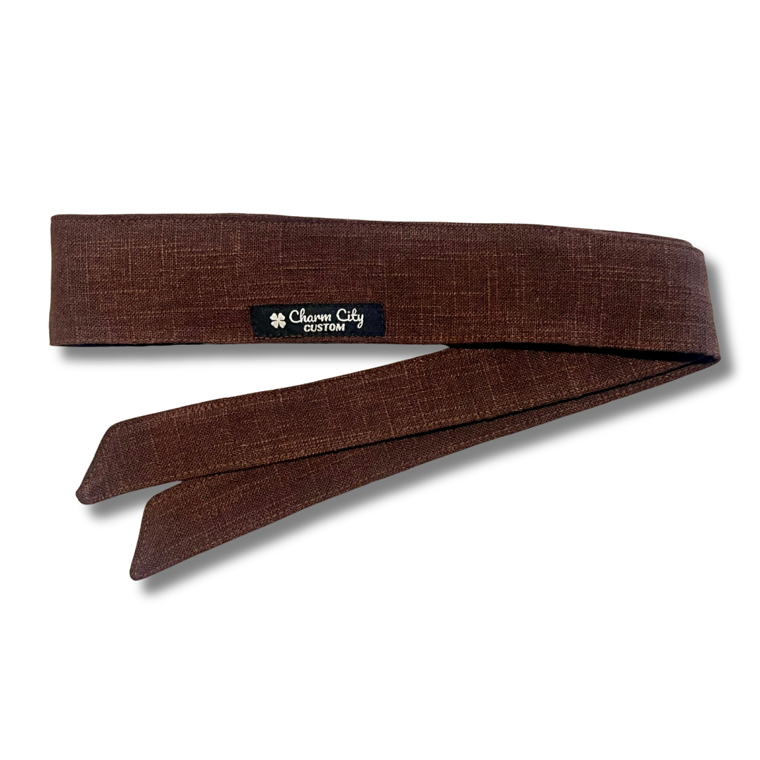 Custom brown heavyweight cotton linen headband