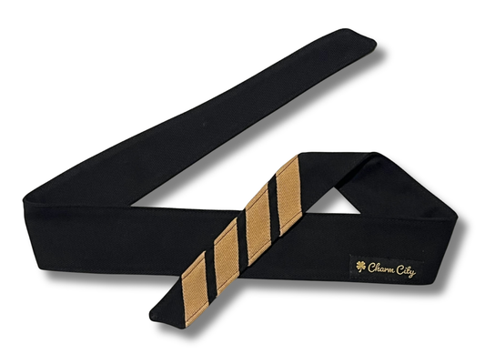 Custom black 10oz denim LSD (left side drive) headband