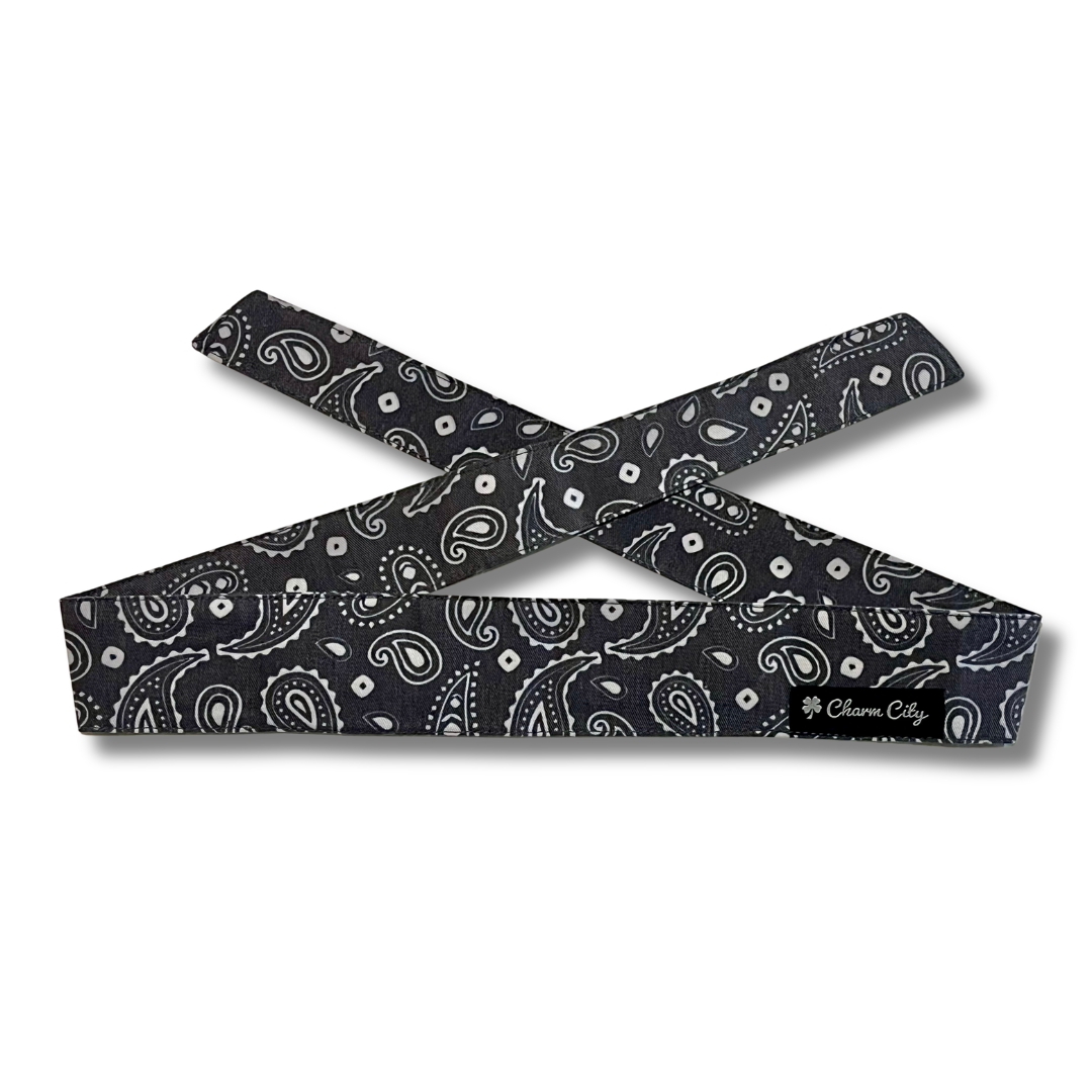 Classic Series 7oz faded denim Paisley headband