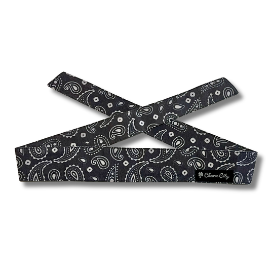 Classic Series 7oz faded denim Paisley headband