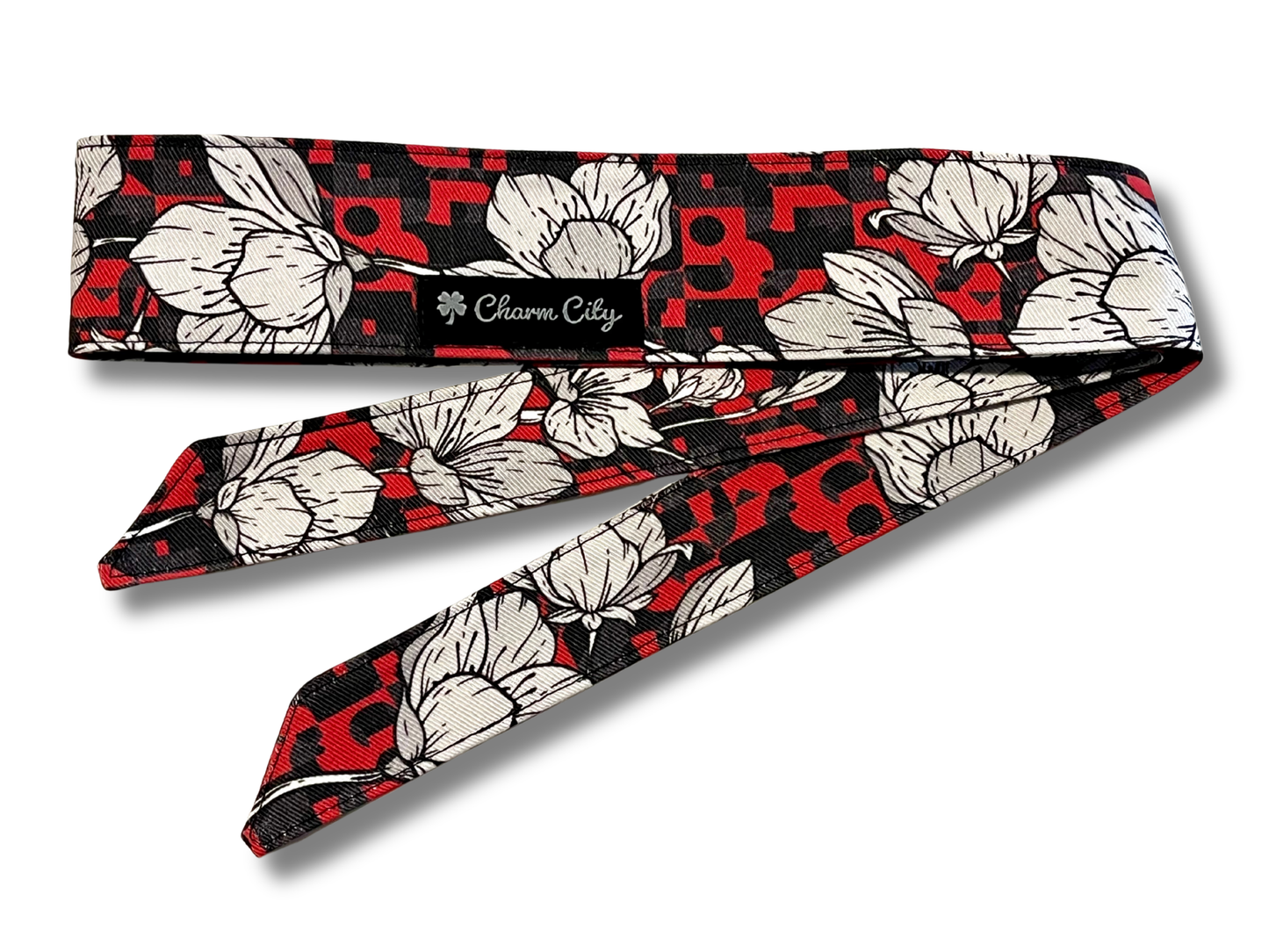 Custom black and red urban camouflage/  Sakura 10oz denim headband
