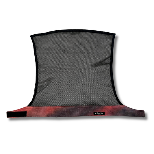 Custom hand dyed "Embers" faded linen Velcro band with black diamond mesh