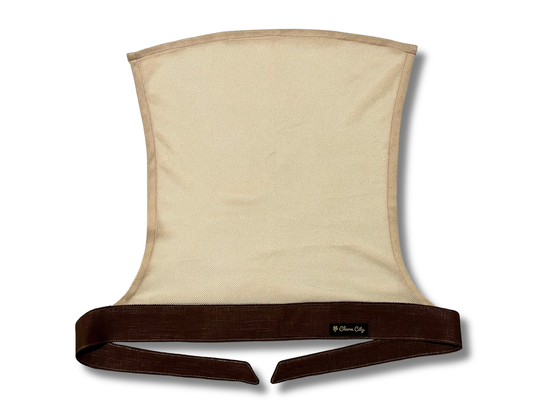 Custom brown heavyweight linen headband with tan mesh