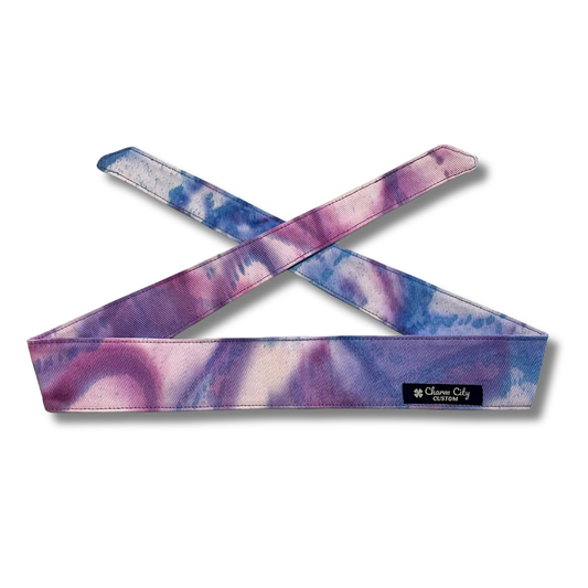 Custom Purple/Blue “Graffiti” fade hand dyed headband